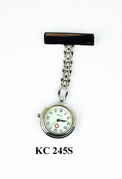 KC 245S Nurse Pin - Silver w/ Small Watch Face
